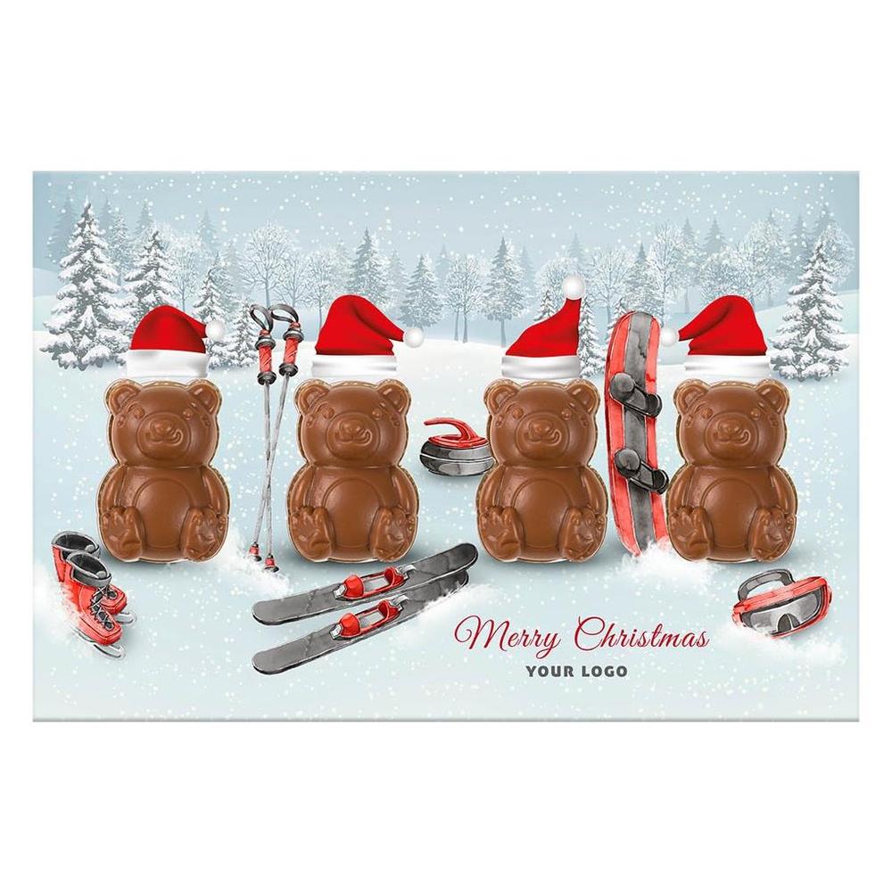 Christmas Card With Chocolate Teddy Bears