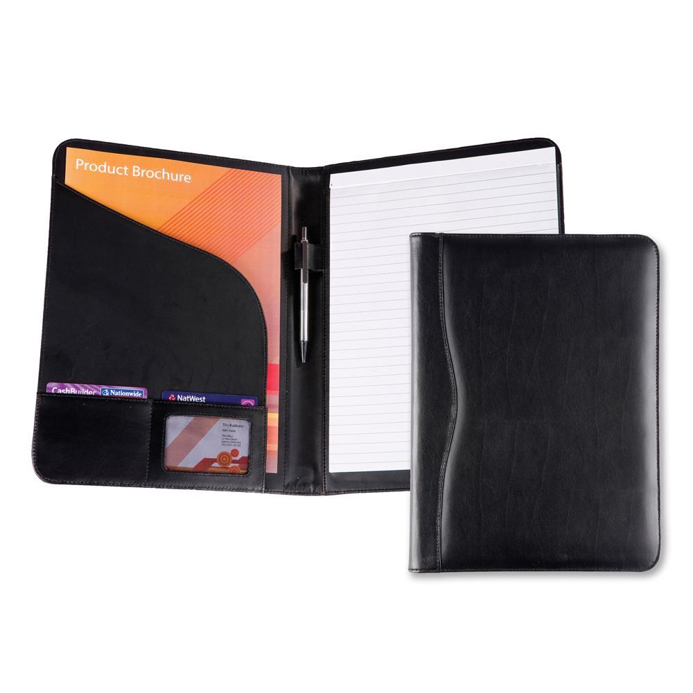 Black Balmoral Leather A4 Zipped Conference Folder