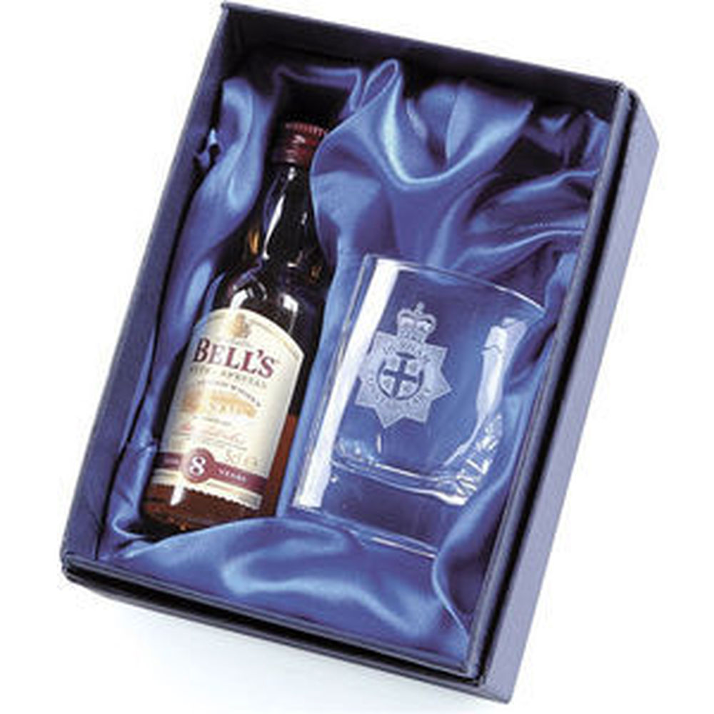 Crystal Square Tot Glass And 5cl Miniature Whisky