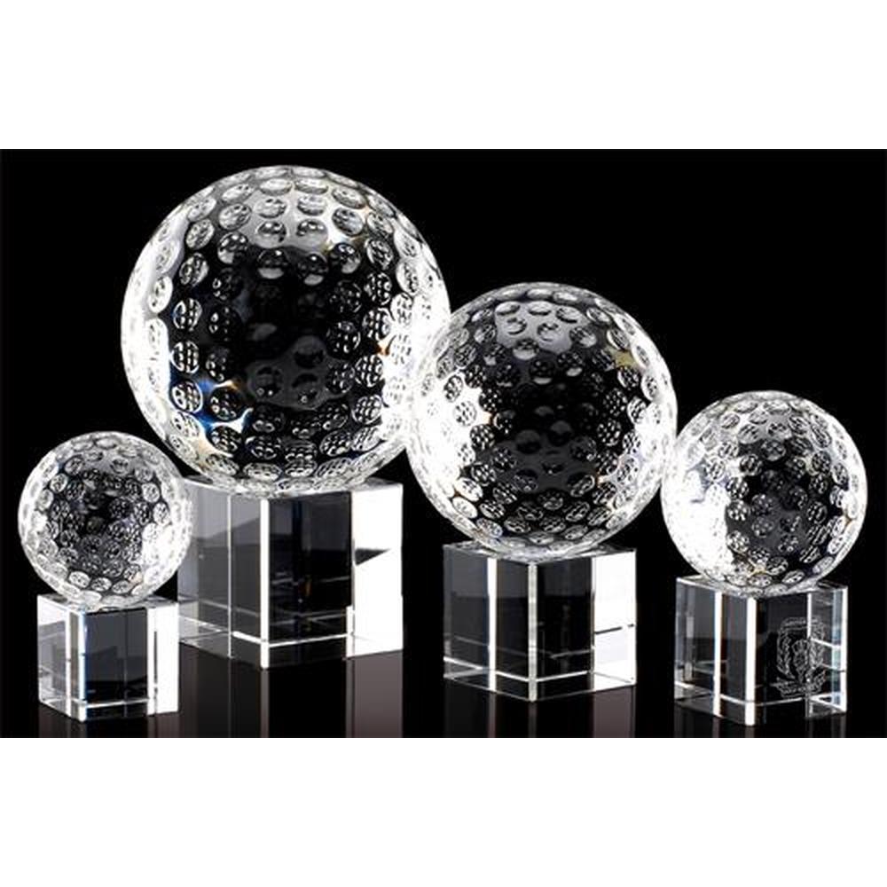 Crystal Trophy Block with Crystal Golf Ball
