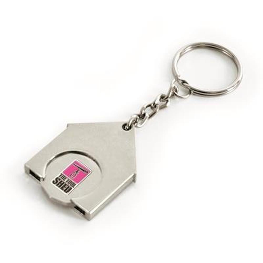 Metal House Trolley Coin Keyring