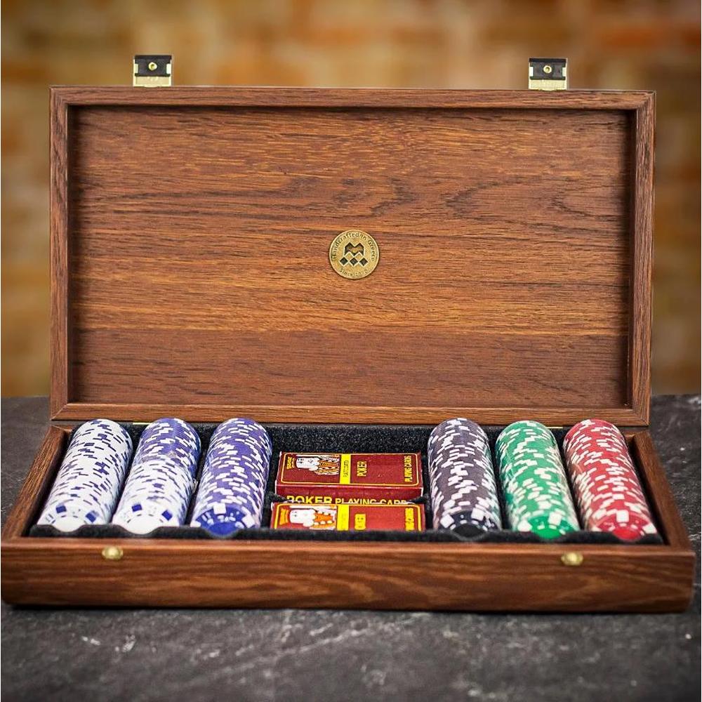 Manopoulos Luxury Poker Set in Walnut and Leather Case