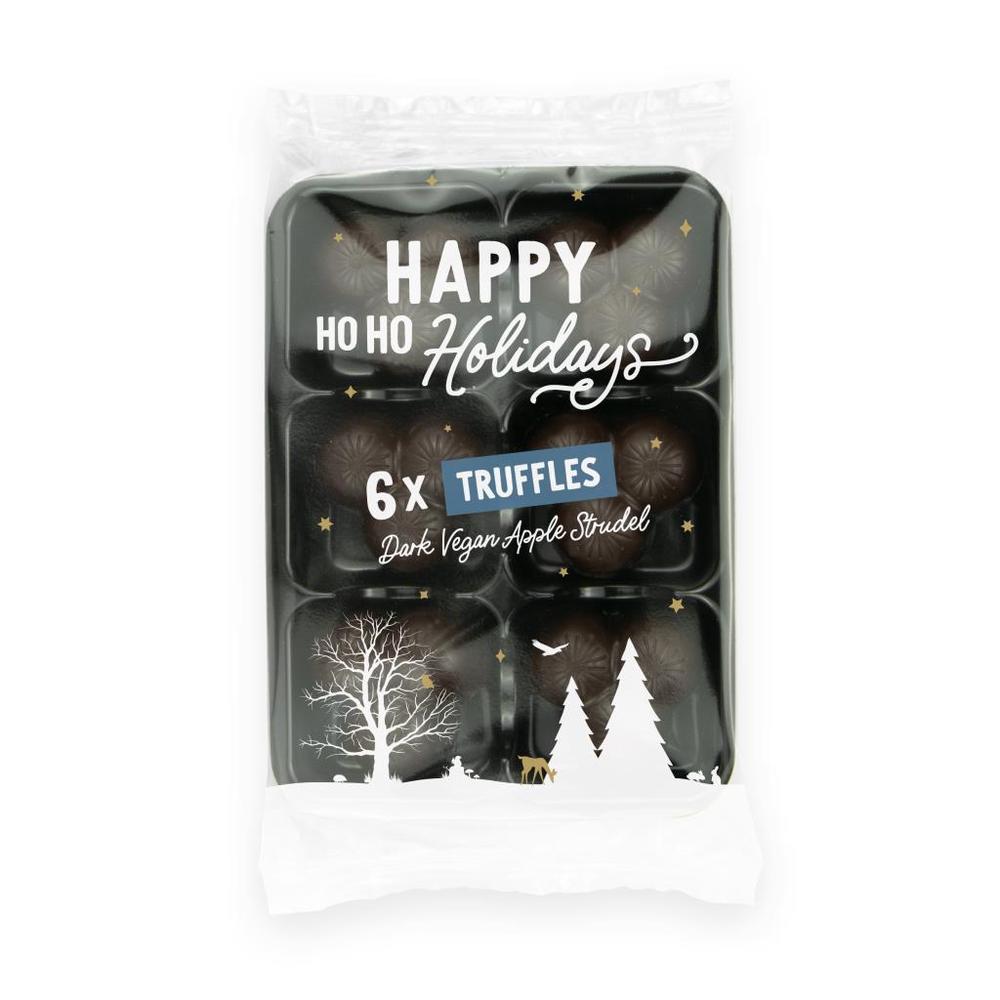 Flow Wrapped Tray - Dark Vegan Apple Strudel - X6 Chocolate Truffles
