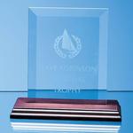 Jade Glass Bevelled Rectangle Award on Wood Base
