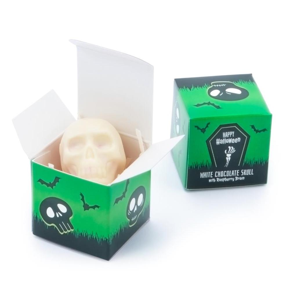 Eco Mini Cube Box - White Chocolate Skulls - x1