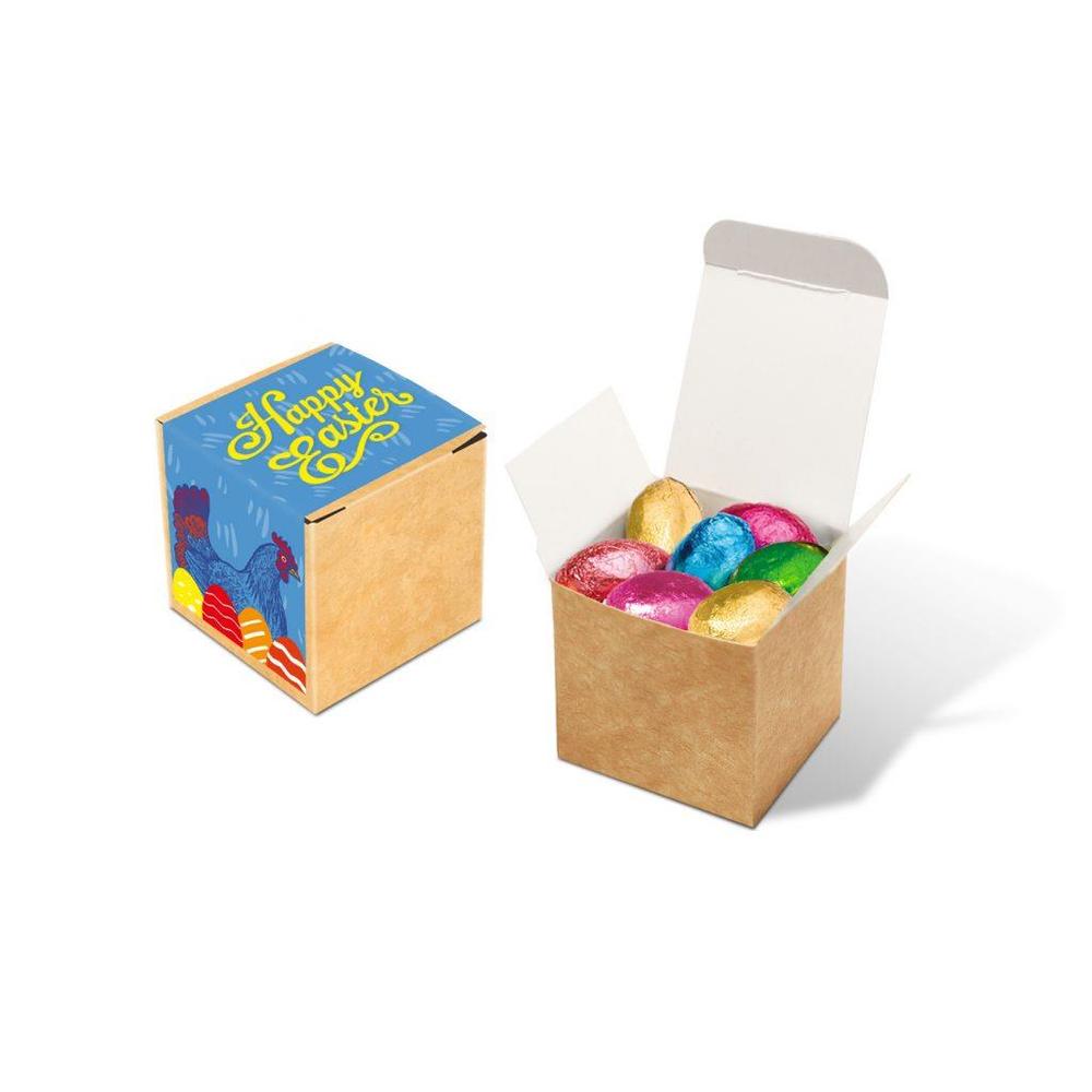 Eco Kraft Cube - Foiled Chocolate Eggs