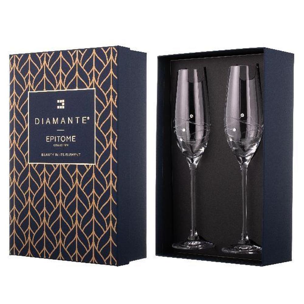 2 Diamante Champagne Flute Gift Set