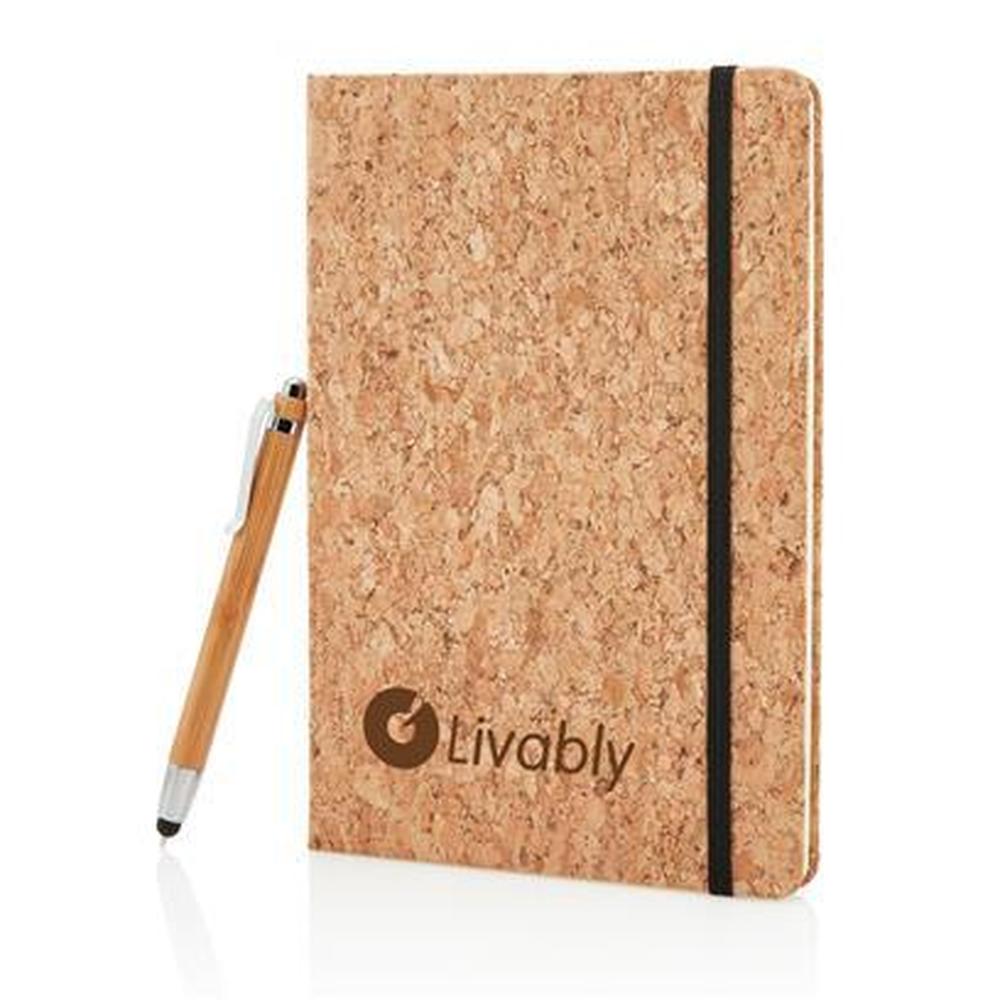 Cork A5 Notebook with Bamboo Stylus Ballpen