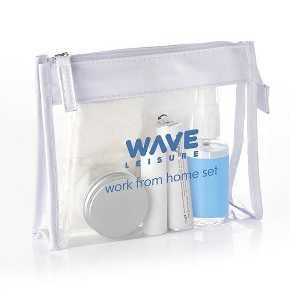Work from Home Set in a Clear PVC White Trim Bag
