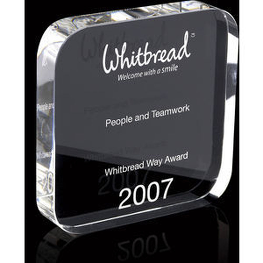 Large Crystal Square Award With Rounded Corners