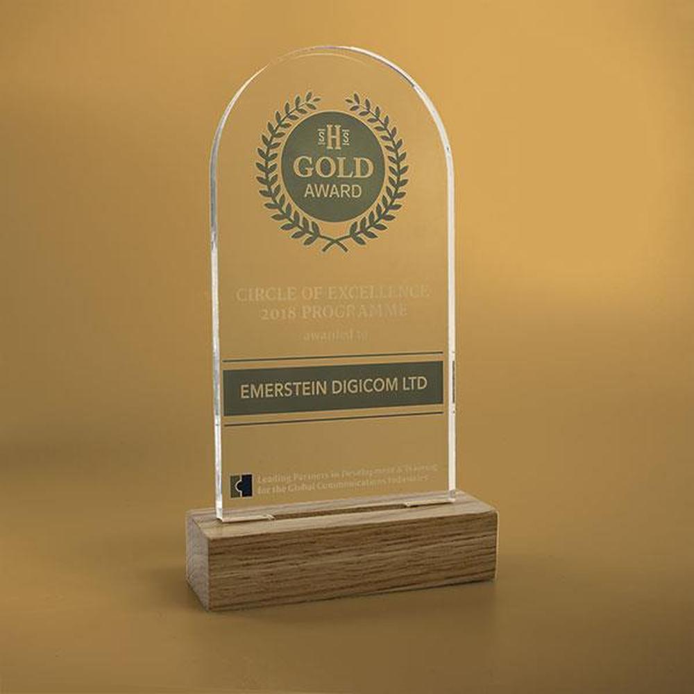 Standard Shaped Acrylic Awards with Wood Base